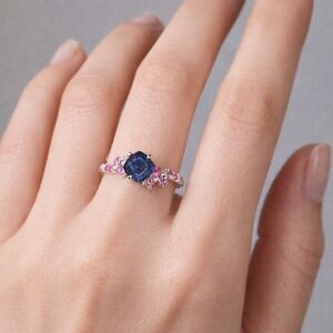 925 Sterling Silver Natural Blue Sapphire & Ruby Ring
